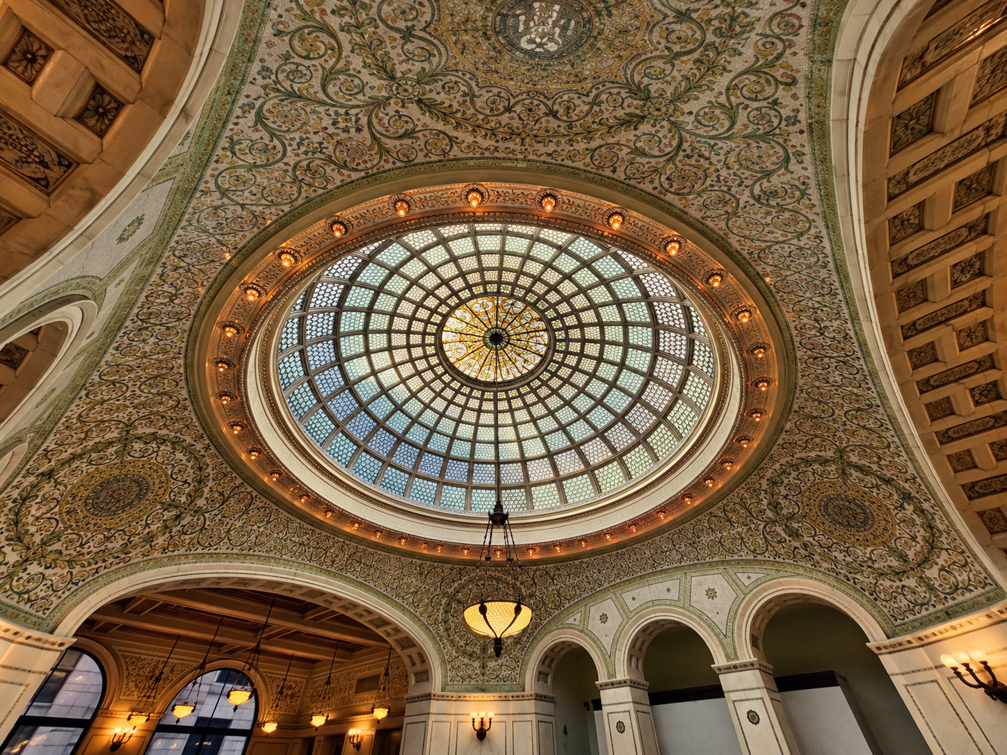 Tiffany glass dome inside the Chicago Cultural Center